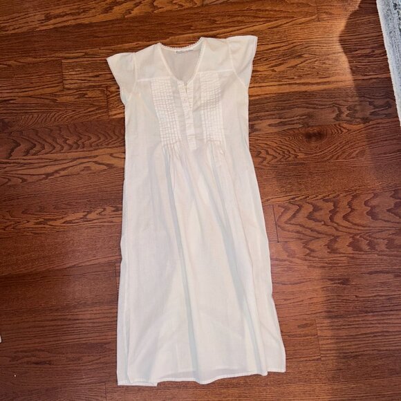 Lewis Frimel Cottagecore Pintuck Cap Sleeve Cotton Nightgown Size Small - Picture 3 of 14